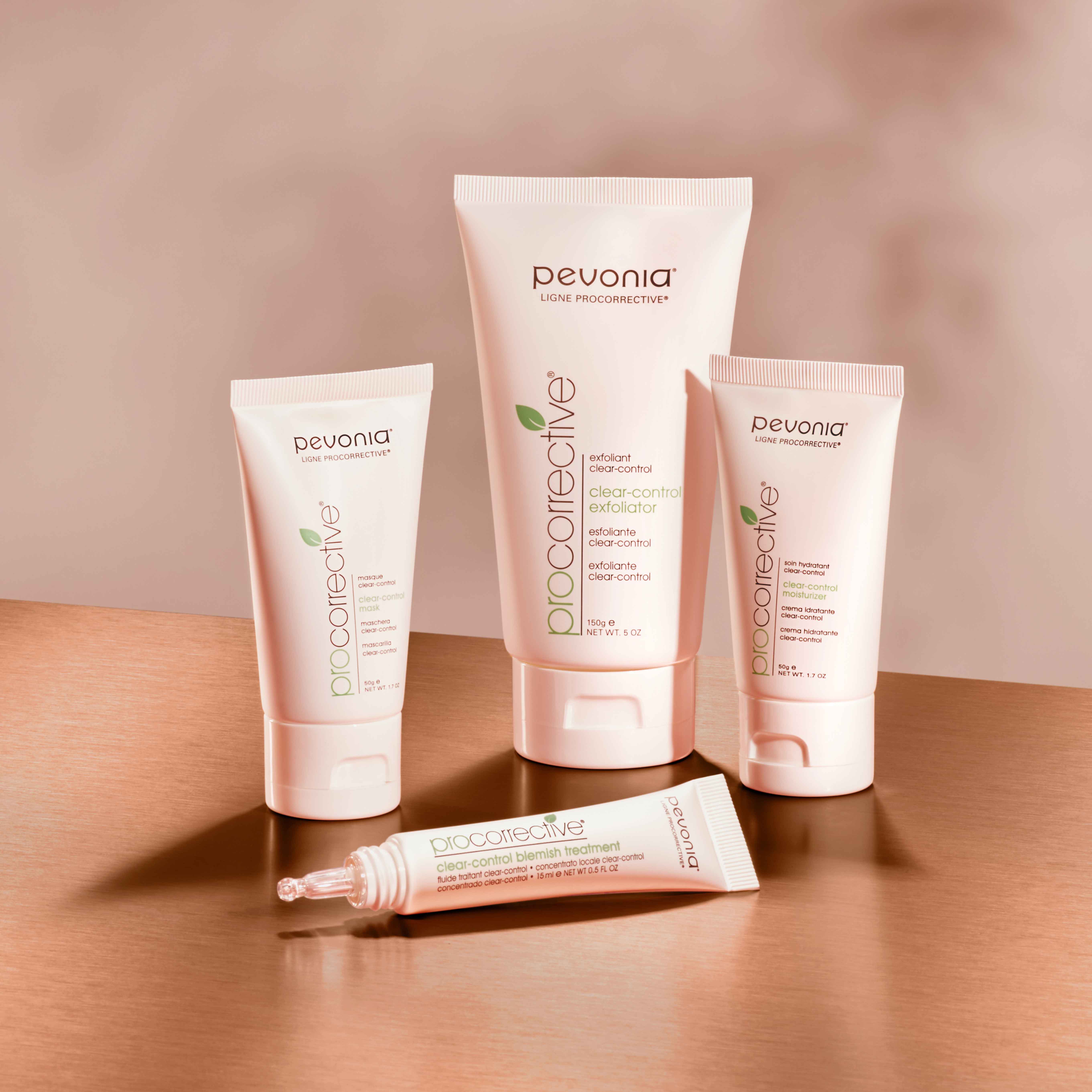 ProCorrective Clear-Control products on a brown background.